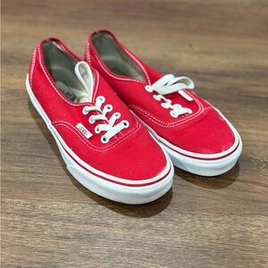 Vans Red Canvas Shoes with White Accents